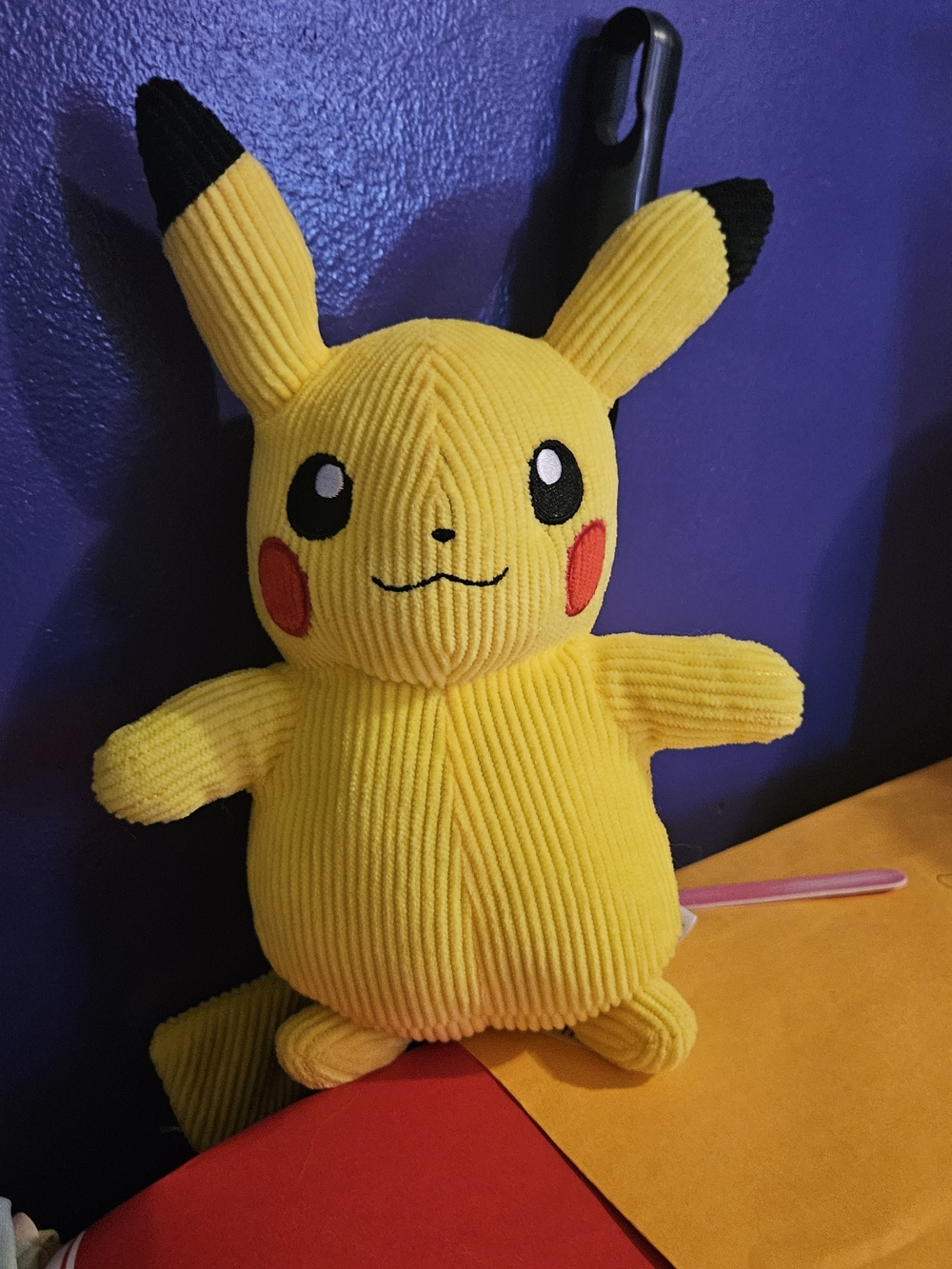 Pokemon Pikachu Yellow Plush with Red Cheeks and Black Ear Tips